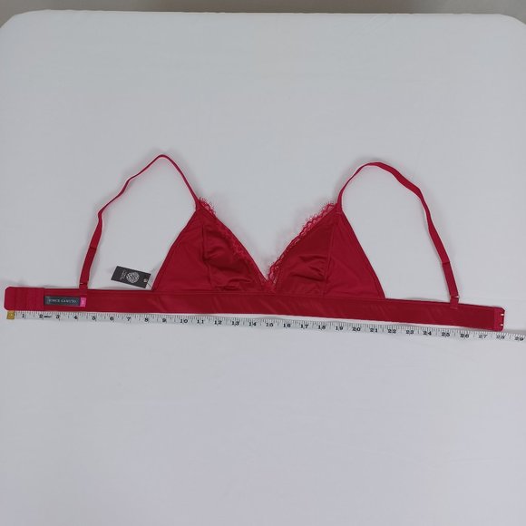 Vince Camuto Cerise (Deep Reddish Pink) Satin Lace-Trimmed Bralette (VC10754) - Picture 3 of 8